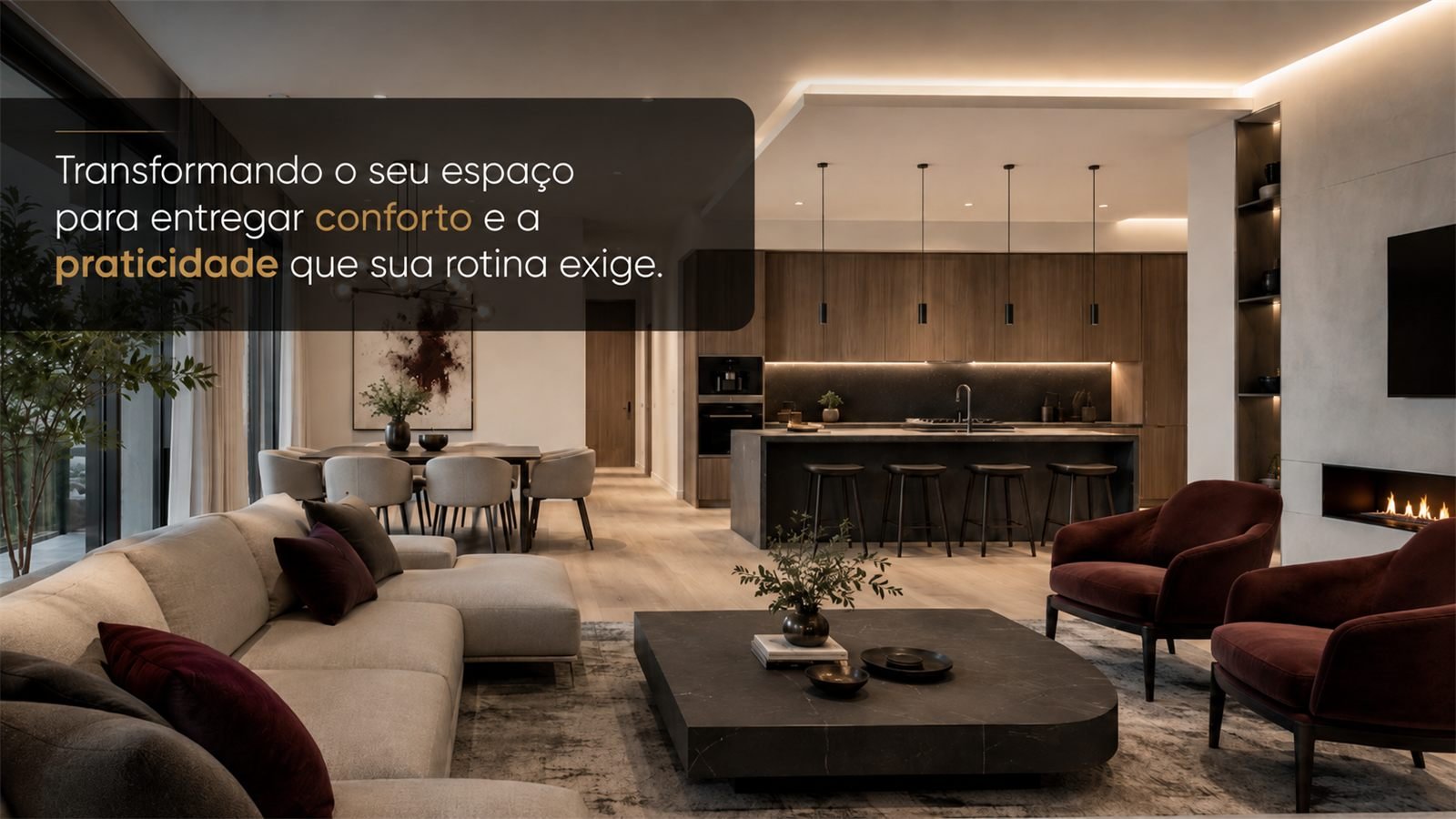 Sala de estar integrada — transformando o seu espaço para entregar conforto e a praticidade que sua rotina exige