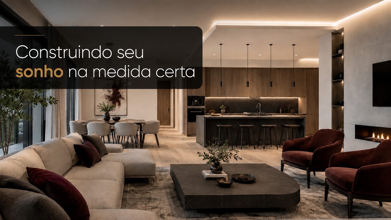 Construindo seu sonho na medida certa — sala de estar integrada de alto padrão reformada pela Sob Medida